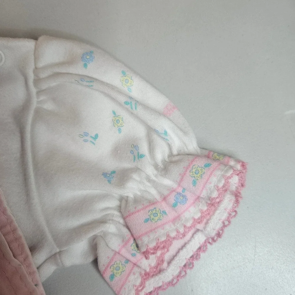 Vintage‎ OshKosh Bgosh Baby Girls Pink Floral Romper Shirt Set Made in USA 18M